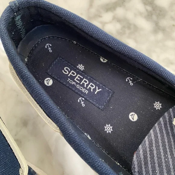 Sperry Top Sider Men's Navy Striped Boat Shoes - Picture 5 of 5